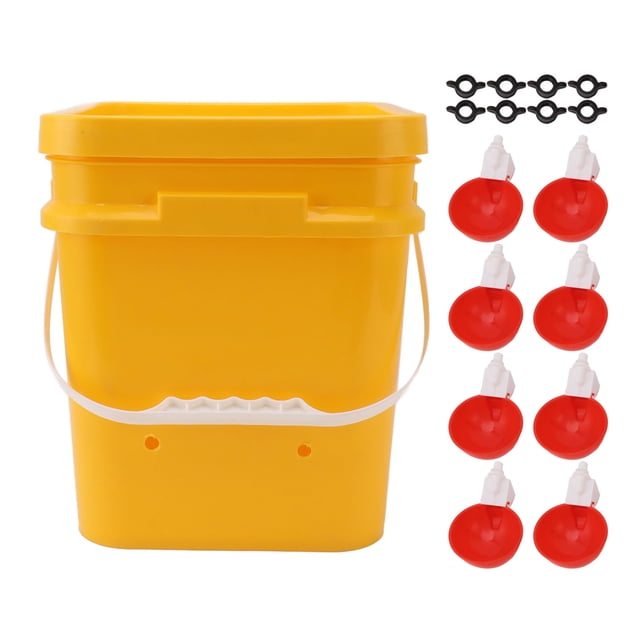 Bebedero automático para pollos con barril portátil de 12 l, equipo para aves de corral, cubo para ganso y pato, tazón rojo grande y tornillos negros.