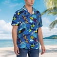 thumbnail image 3 of Sikiie Hawaiian Style Print Men's Hawaiian Shirt, Summer Beach Button Pocket Short Sleeve T-Shirt,Small, 3 of 7