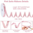 thumbnail image 2 of 120 Yards Pink Ribbon 3/8 Inch Pink Satin Ribbon Craft Thin Ribbon for Hair Bow Making Gift Wrapping Floral Bouquet Wedding Party Easter Mother's Day Decorations, 2 of 10