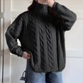 thumbnail image 4 of Suéteres de Otoño para Mujer, Jersey de Larga con Cremallera de un Cuarto, Jersey Informal Holgado con Cuello en V y Punto Gris L, 4 of 7