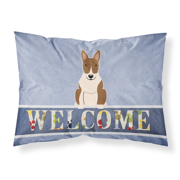 Carolines Treasures BB5718PILLOWCASE Bull Terrier Brindle Welcome Fabric Standard Pillowcase Standard multicolor