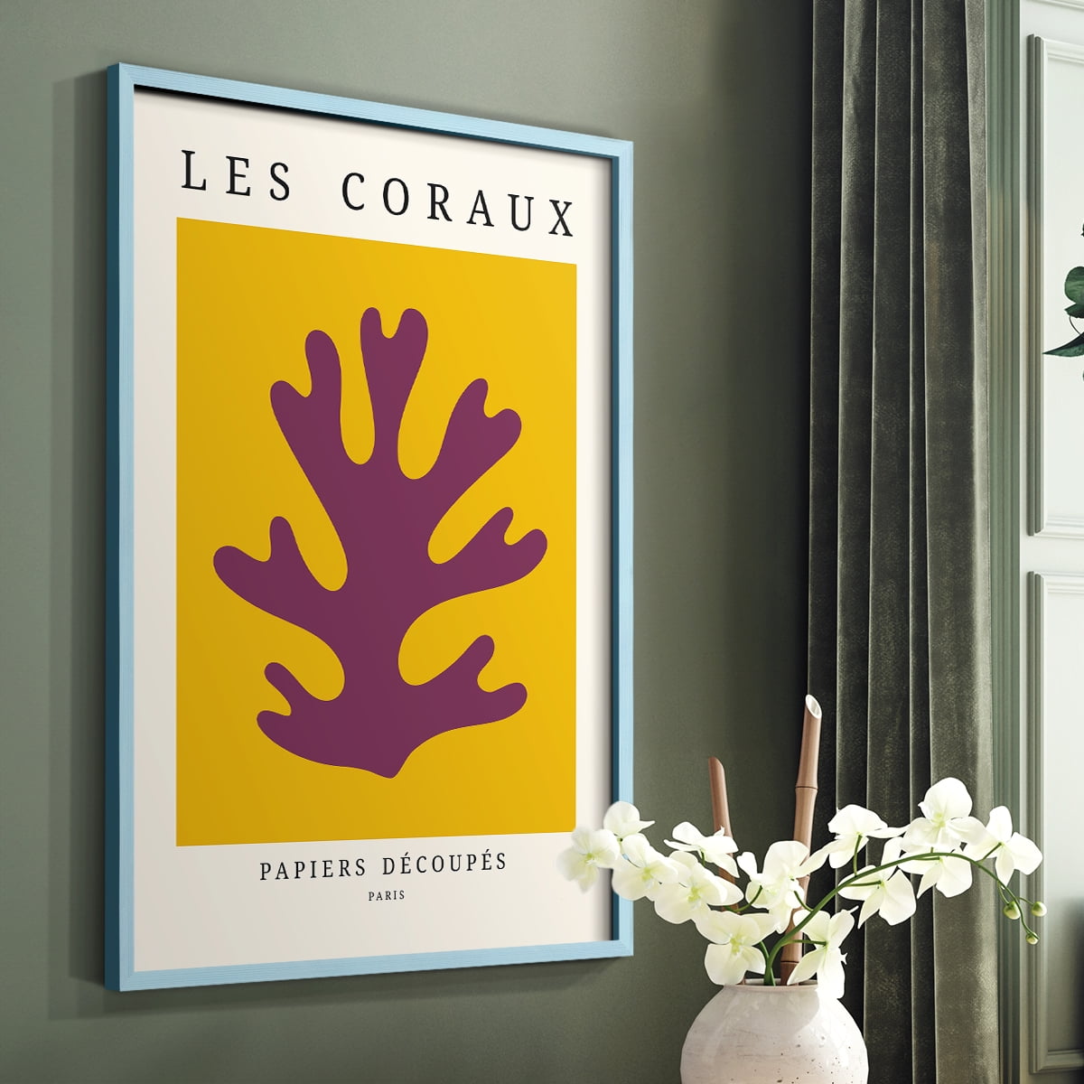 Matisse CCCLXX in Blue Solid Wood 22 x 28 Framed Print