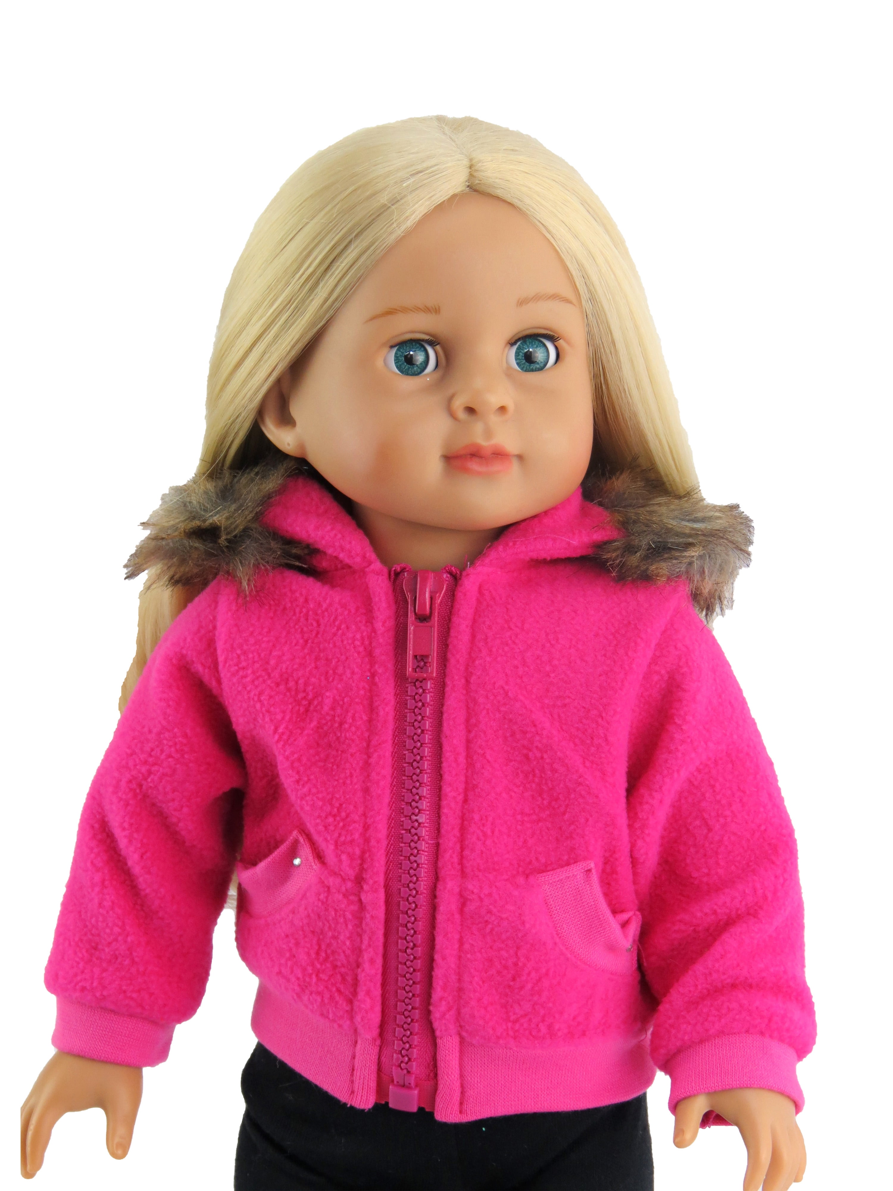 Pink Fleece Jacket with Fur Trim For 18 Inch Dolls