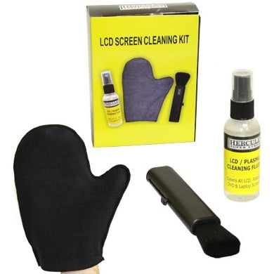 Hercules LCD Screen Cleaning Kit with Microfiber Cleaning Glove, Soft Dust Brush & Screen Cleaning Fluid for Plasma, LCD, TFT & LED TV
