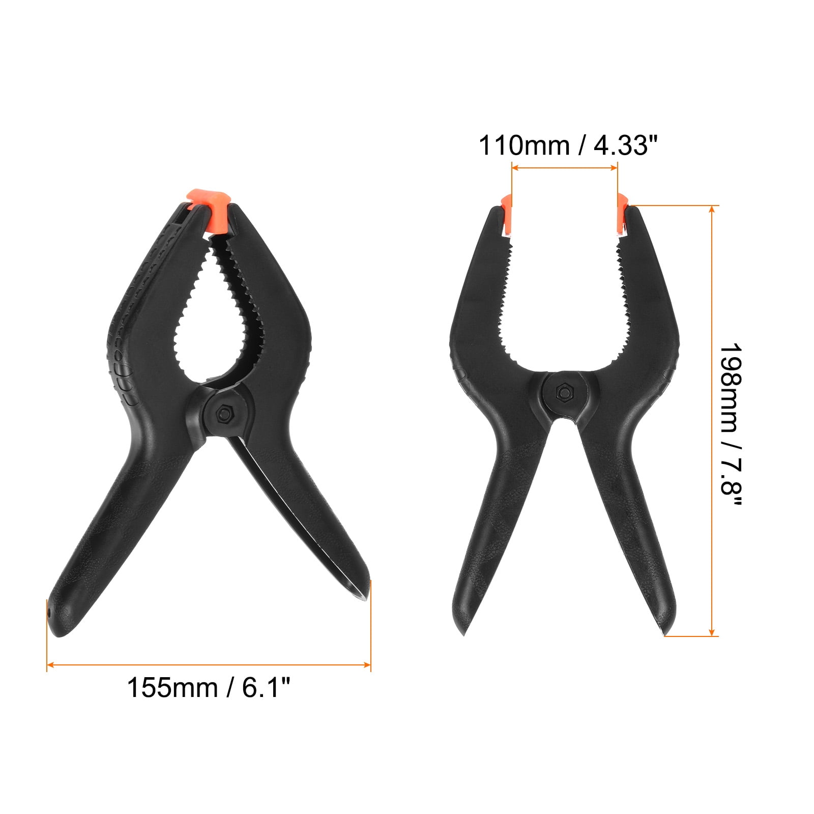 Uxcell 6Pcs Plastic Spring Clamps Heavy Clip 7.8" Professional Small Muslin Clamp for Backdrop, Wood Working, Craft
