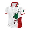 thumbnail image 4 of Men Polo Shirts Men's Short Sleeve Button Down Polo Shirt Italian Flag Print Summer Comfort Performance Top Casual Lightweight White L, 4 of 4
