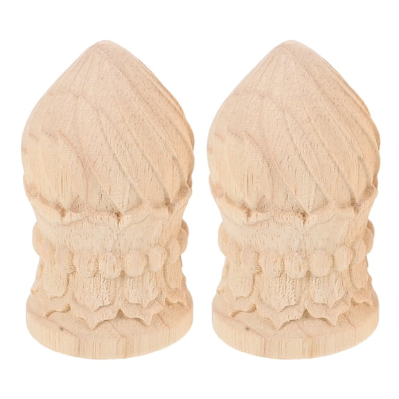 KALLORY 2Pcs Decorative Wood Bedpost Finials for Home in Beige Solid Wood Material