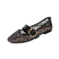 thumbnail image 2 of Purcolt Womens Heart Embroidery Mesh Flats Lightweight Casual Square Toe Slip On Ballet Shoes Comfort Elegant Soft Sole Mary Jane Shoes with Buckle Strap, 2 of 9