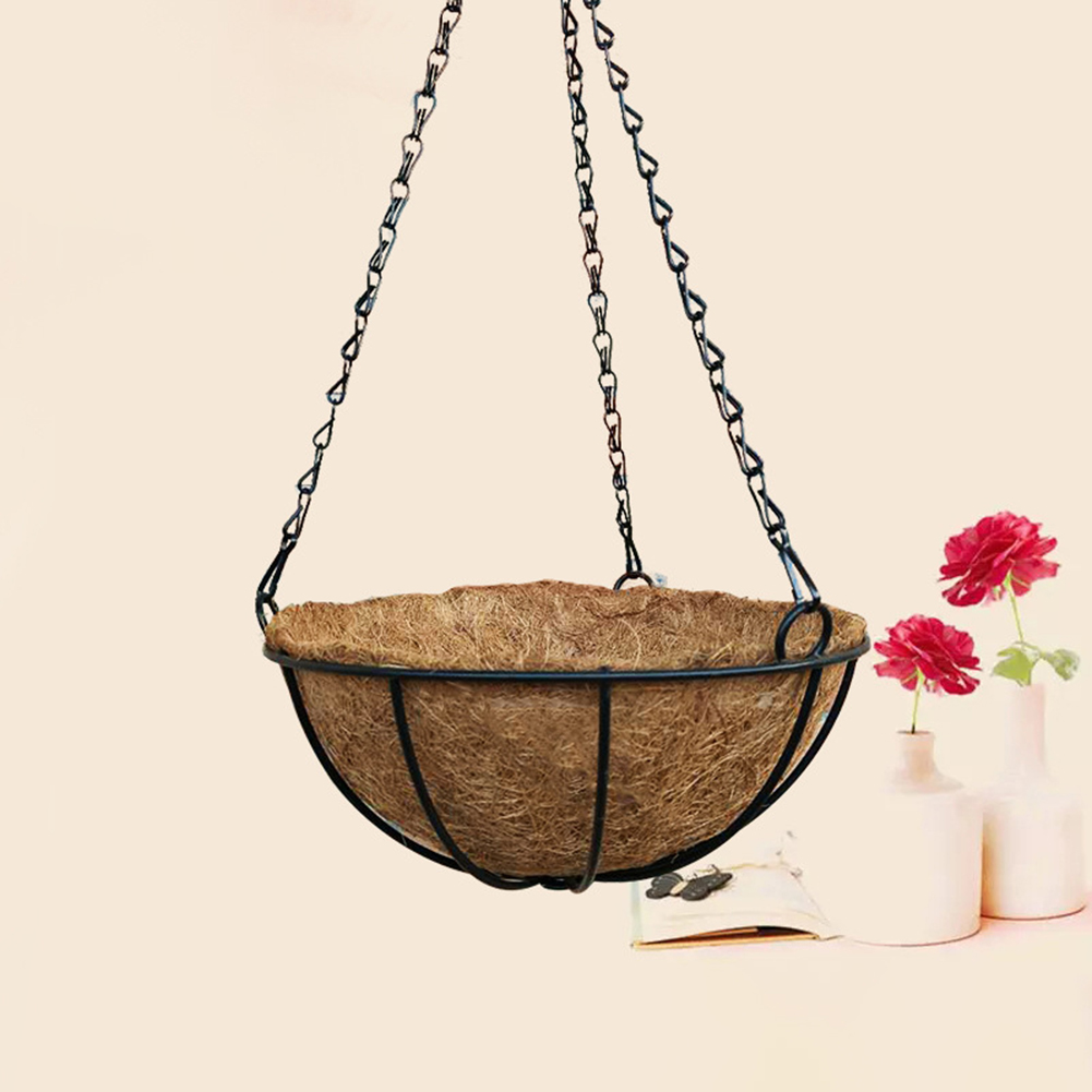 Windfall Metal Hanging Planter Basket with Coco Coir Liner Round Wire Plant Holder with Chain Porch Decor Flower Pots Hanger Garden Decoration Indoor Outdoor Watering Hanging Baskets - image 2 of 7