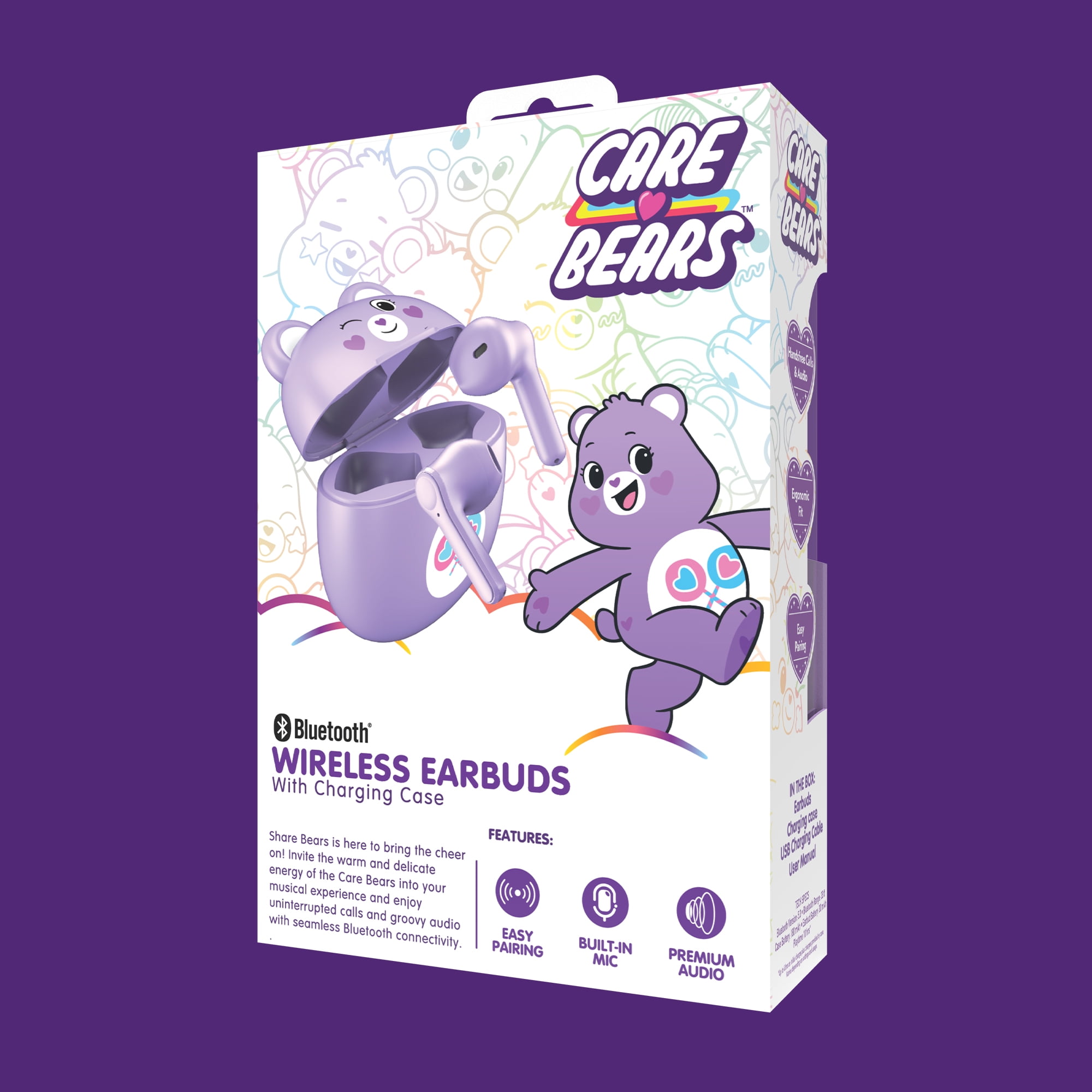 Care Bears Bluetooth Wireless Earbuds with Charging Case