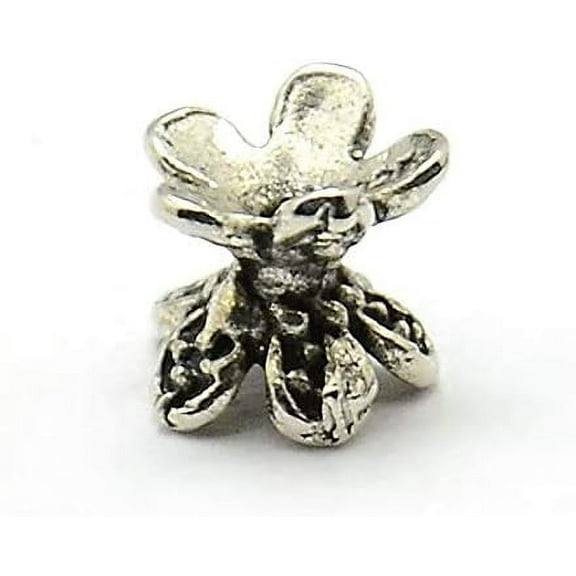50 pc Tibetan Style Double Sided Flower Bead Caps Antique Silver 6x7x5mm Hole: 1mm