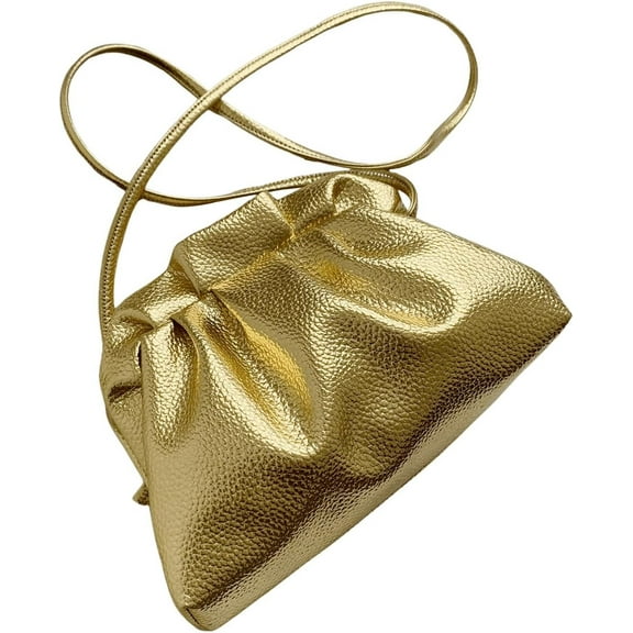 JUYGO Women's Metallic Kiss Lock Small Crossbody Bag Ruched Shoulder Purses