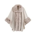 thumbnail image 2 of WonderWiz Poncho Hooded Shawl Wrap Women Cape Winter Faux Fur Trim Coat Sleeveless Cardigan Dressy Cloak for Party Beige One Size, 2 of 3