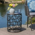 thumbnail image 3 of Noble House Elm 16" Modern Outdoor Iron and Ceramic Tile Side Table - Gray/Black, 3 of 14