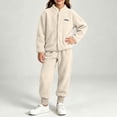 thumbnail image 2 of Acaics Girls' 2 Piece Fleece Tracksuit Set: Stand Collar Button Up Long Sleeve Jogger Outfit, Warm Loungewear for Girls Ages 1–10, 2 of 8