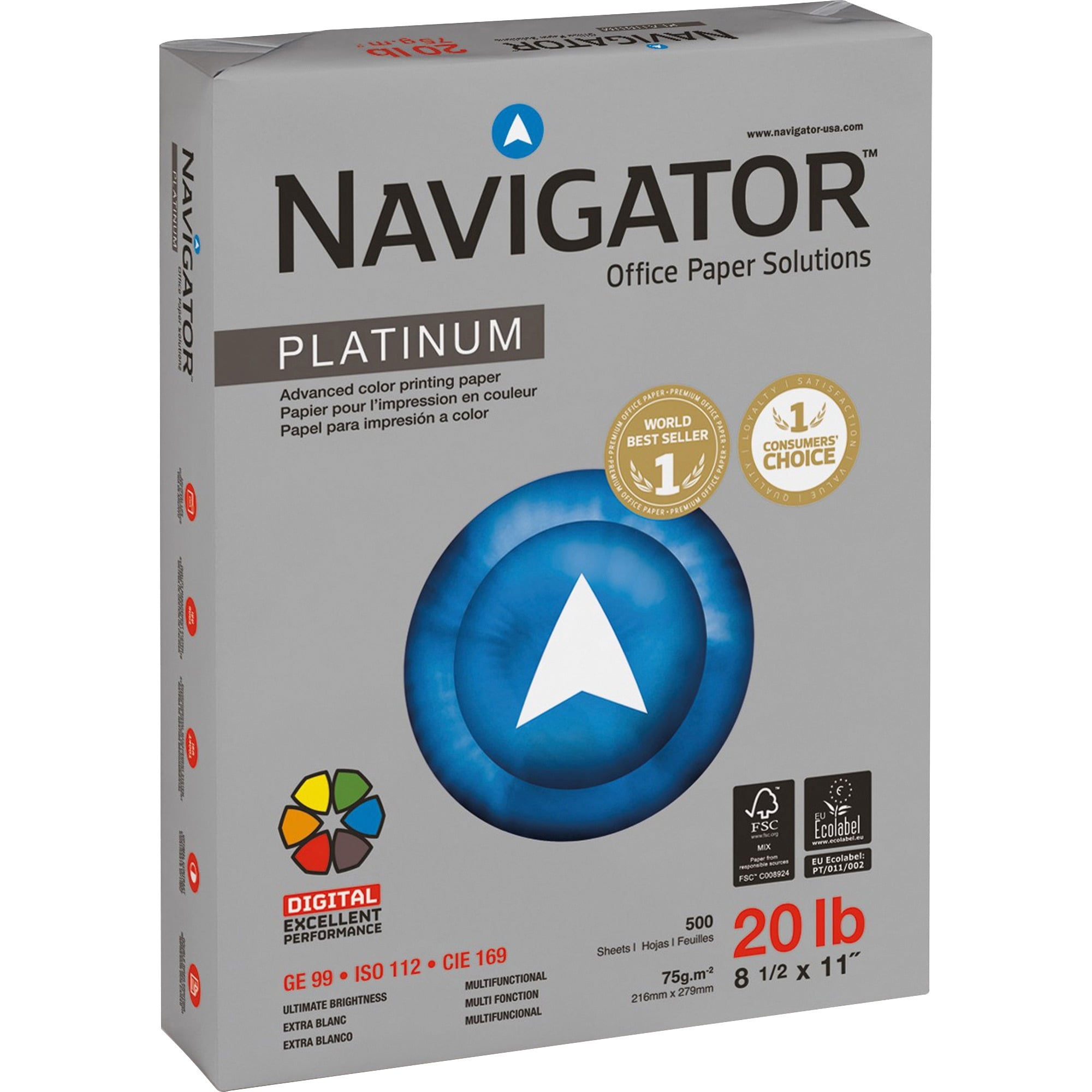 Navigator Platinum Office Multipurpose Paper, Bright White, 5000