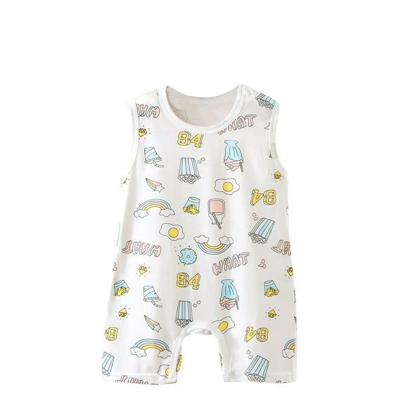 Utoimkio Infant Newborn Baby Boys Girls Cotton Linen Romper Summer One Piece Jumpsuit Summer Sleeveless Overalls Clothes Size 0-12M