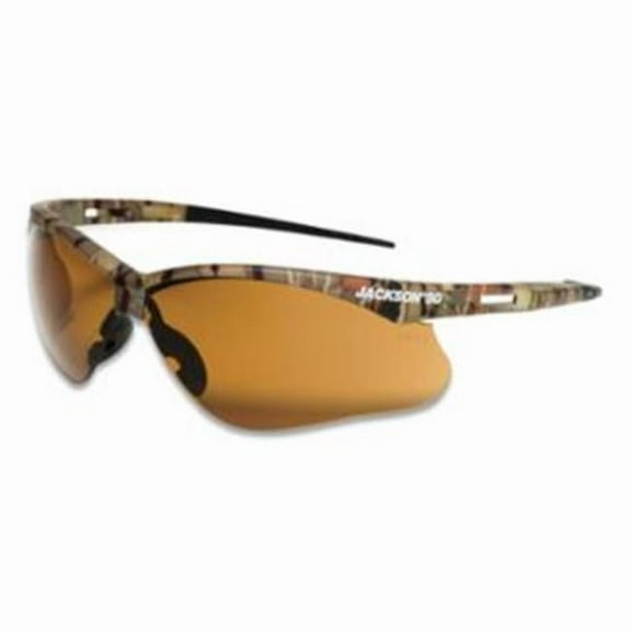 SG Series Safety Glasses, Bronze Poly Lens, Hardcoat Anti-Scratch, Camo Poly Half-Frame