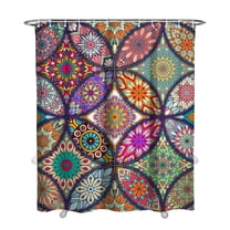 Ethnic Boho Style Bathroom Curtain 72x84 Inches Tribal Print Polyester Fabric Vintage Earthy Tone Shower Decor