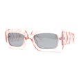 thumbnail image 2 of Womens Simple Mod Rectangle Narrow Plastic Sunglasses Pink Black, 2 of 4