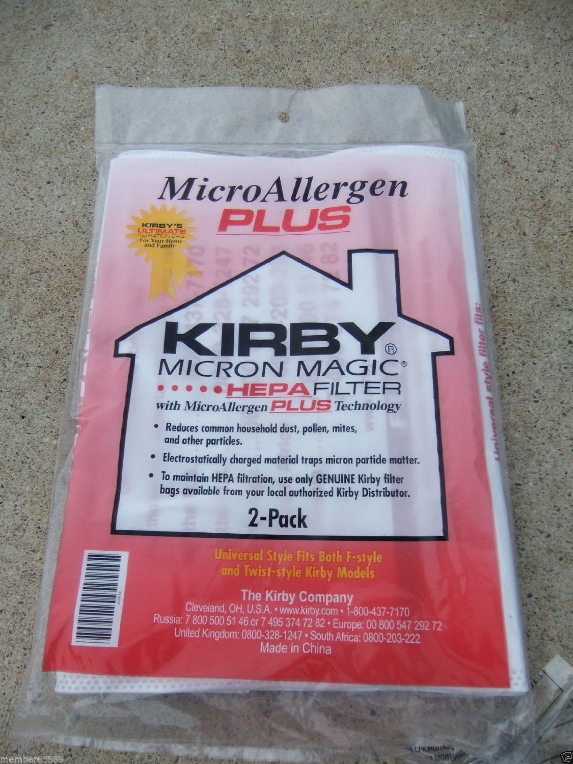 MICROALLERGEN PLUS KIRBY VACUUM CLEANER AVALIR HEPA PINK PACK WHITE FILTER BAGS 