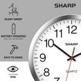 thumbnail image 5 of Sharp Modern 12" Quartz Round Wall Clock, Silent Non-Ticking, Silver/Chrome Frame for Home & Office, 5 of 7