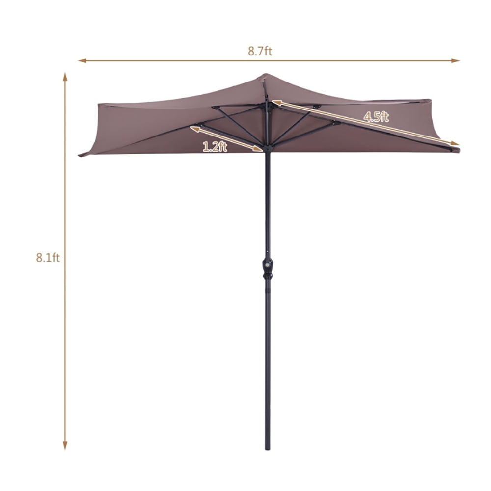 Aimee Lii 9' Half Round Patio Umbrella Sunshade without Weight Base, Table Umbrella Outdoor Patio Aimee Lii 9' Half Round Patio Umbrella Sunshade without Weight Base, Table Umbrella Outdoor Patio