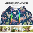 thumbnail image 4 of Wukai Dinosaur Print Womens Hoodies Fleece Sweatshirts Long Sleeve Sweaters Pullover Fall Outfits Winter Clothes-Large, 4 of 7