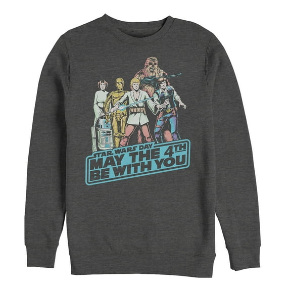 Men's Star Wars May the Fourth Classic Poster  Sweatshirt Charcoal Heather 2X Large