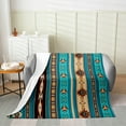 thumbnail image 2 of Aztec Flannel Fleece Blanket, Arrow Throw Blanket, Retro Southwestern Bohemian Fuzzy Blanket Twin Size, Western Star Geometric Sherpa Blanket Home Dorm Decor, Teal Blue Brown, 2 of 4