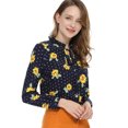 thumbnail image 1 of Allegra K Blusa Floral De Manga Larga Con Lunares Y Escote Con Volantes Para Mujer Azul amarillo M, 1 of 6