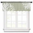 thumbnail image 2 of Coral Sage Green Valance Curtains for Kitchen/Living Room/Bathroom/Bedroom Window,Coastal White Ocean Marine Nautical Beach Rod Pocket Small Topper Half Short Window Curtains Sheer Scarf 42"x18", 2 of 8