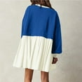 thumbnail image 4 of LYXSSBYX Fall Dresses for Women Long Sleeve Fashion Women's Casual Over Sized Sweatshirt Long Sleeve Dress Round-Neck Ladies Patchwork Mini Dresses, 4 of 7