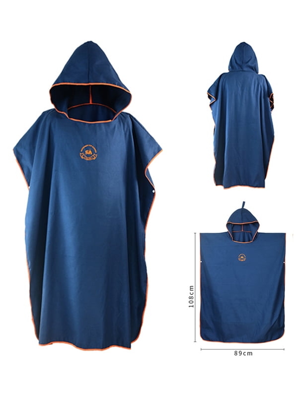 Adults One Size Beach Wetsuit Changing Towel Microfiber Surf Robe Poncho w/ Hood 