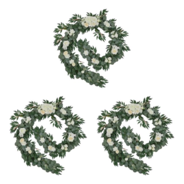 mmirethe Durable Artificial Flower Table Runner - Good Texture Exquisite Crafted Decoration Wedding White 3Set