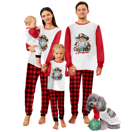 

Family Matching Christmas Pajamas Set Christmas Buffalo Plaid Stripe Print Sizes for Adult-Kids-Baby-Pet 2-Piece Top and Pants Bodysuits Clothes Pajamas Set