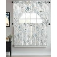 thumbnail image 3 of Blue Flower Swag Valance and Tier Curtains 36'' Length Set, Watercolor Floral Leaves Spring Botanical Light Filtering Kitchen Curtains, Tier Curtain Valances for Bathroom/Living Room/Bedroom/Café, 3 of 6