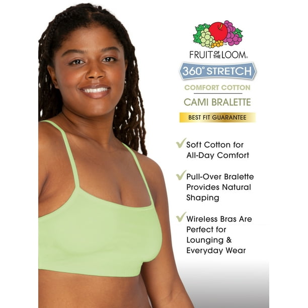 Fruit of The Loom Women s Spaghetti Strap Cotton Sports Bra 3 Pack Style 9036 Size XXL Multicolor