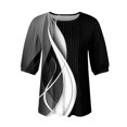 thumbnail image 5 of IYYVV Shirts For Women Puff Short Sleeve Pleated Dressy Casual Scooped Neck Summer Tops Blouses Fashion Clothes 2024 Black XL, 5 of 6