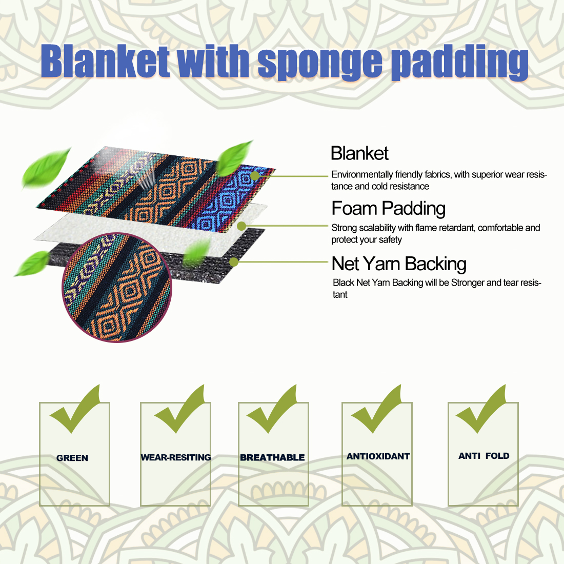 Unique Bargains 10pcs Baja Blanket Ethnic Style Bucket Seat Cover for Auto Car
