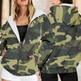 thumbnail image 2 of XIAOCHA Camouflage Print Zip Up Hoodie For Women Drawstring Pocket Outdoor Trekking Oversized Hooded Coat, 2 of 5