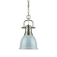 thumbnail image 1 of Golden Lighting 3602-S PW-SF Duncan Pendant, Pewter with Seafoam Shade, 1 of 2