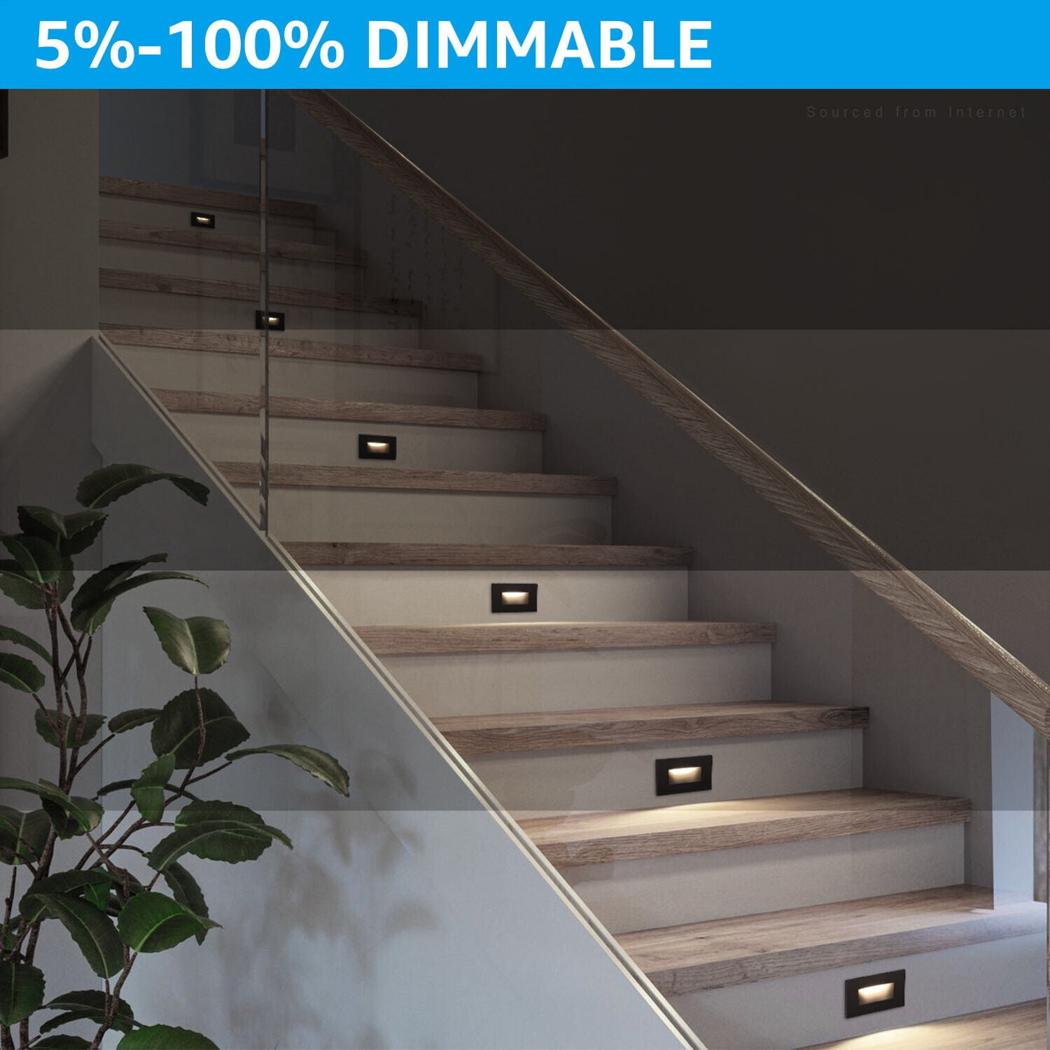 Leonlite 120v LED Stair Lights, 150lm 5%-100% Dimmable Step Lights, Cri90+ & Etl, 2700k/3000k/3500k/4000k/5000k Aluminum Staircase 12 Pack