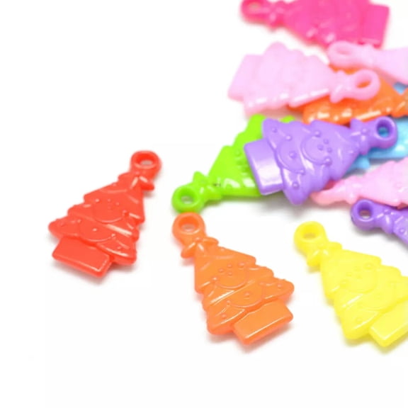 U8MO 20pcs Opaque Acrylic Pendants Christmas Tree Charms DIY Crafting Jewelry 32x19mm