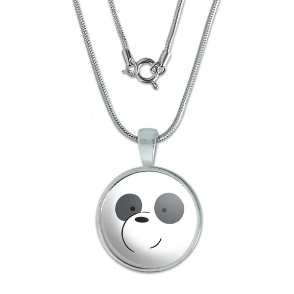 We Bare Bears Panda 0.75" Pendant with Sterling Silver Plated Chain