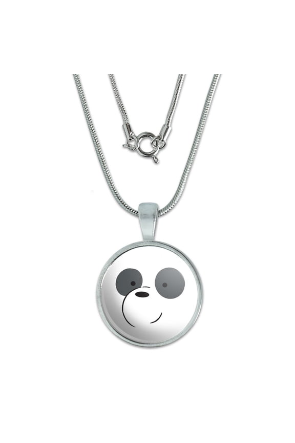 We Bare Bears Panda 0.75" Pendant with Sterling Silver Plated Chain