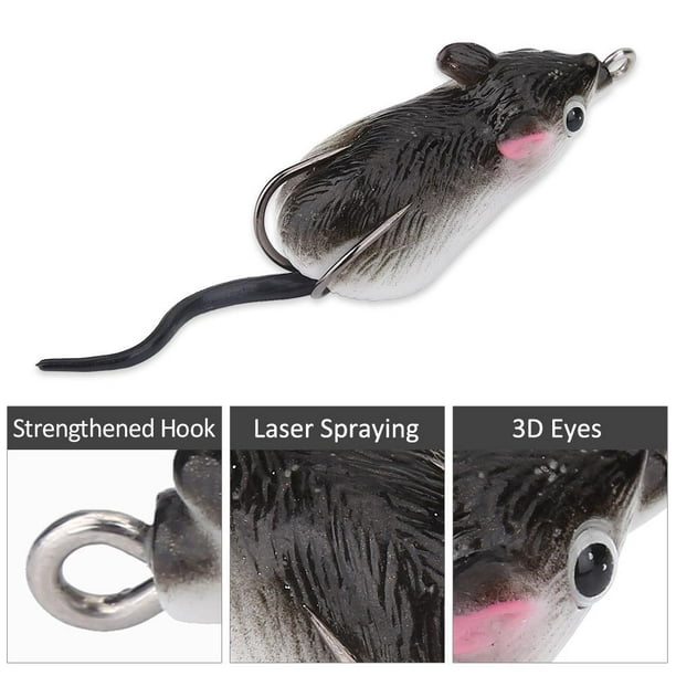 Spptty Mouse Lure, Soft Bait Lure,artificial Bait Mouse Shape Soft Fishing Lures Dual Hooks Tackle Accessory Other