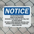 thumbnail image 5 of (2 Pack) No Soliciting Please There Is No Door Bell OSHA Notice Sign 24 Inch X 18 Inch Plastic Sign, Weather Resistant, UV Protected for Workplace, Business, and Construction Site, Made, 5 of 8