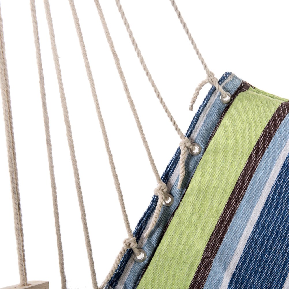 JUNELILY Colored Striped Hammock Leisure Chair for Indoors & Outdoors (Blue & Green Stripes) - image 3 of 7