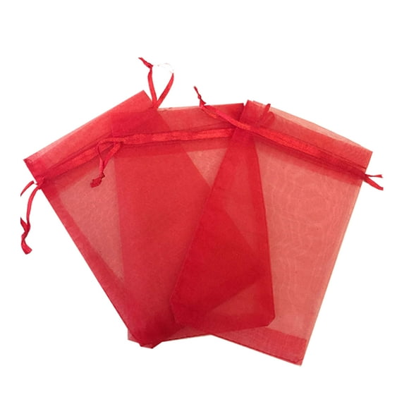 100 Pcs Sacs en Organza Transparents Rouges 5x7 avec Cordon de Serrage, Pochettes à Bijoux, Sacs Cadeaux pour Fête de Mariage, Sacs Cadeaux, Sacs à Bonbons, Kyezi Design and craft